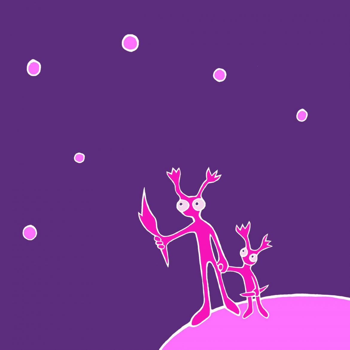Grafics pink alien purple sky cover art